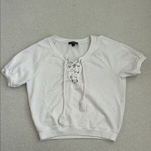 J Crew 100% Cotton Short Sleeve Sweatshirt White Size Small